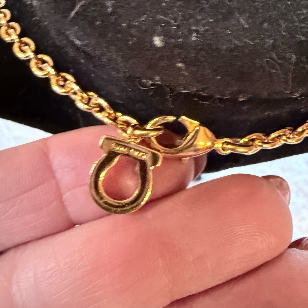 Ferragamo Gold-Tone Charm Necklace with Brown Bead Accents - Picture 4 of 4